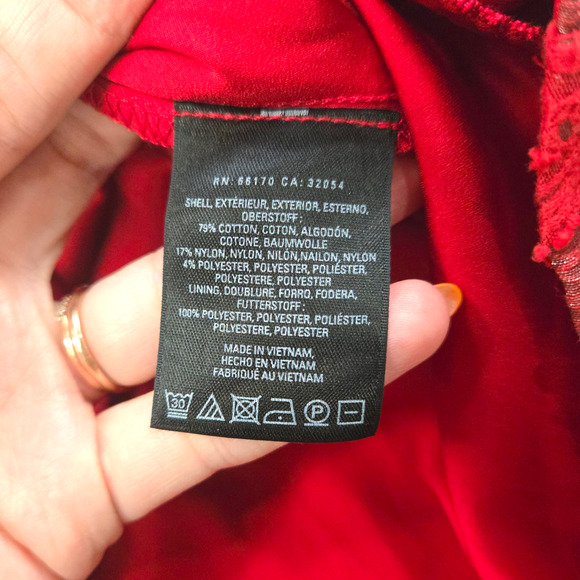Moulinette Soeurs Anthropologie Red Lace Fit & Flare Cocktail Dress Size 12 - Picture 6 of 13
